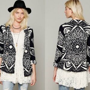 Free People Smitten Kitten Slouchy Mandala Boho Cardigan M